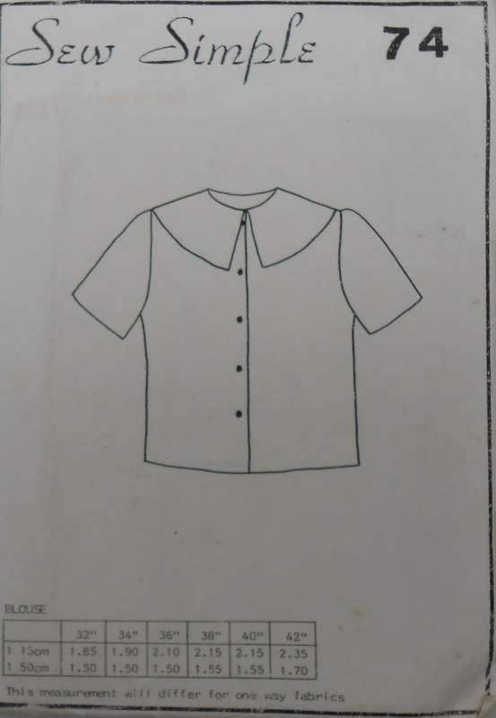 SEW SIMPLE PATTERNS 74 LADIES BLOUSE SIZE 34 OR 87 CM