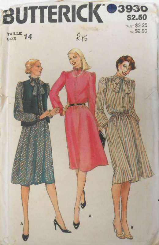 BUTTERICK 3930 LOOSE FITTING DRESS WITH SLEEVELESS CARDIGAN SIZE 14 COMPLETE-UNCUT-F/FOLDED