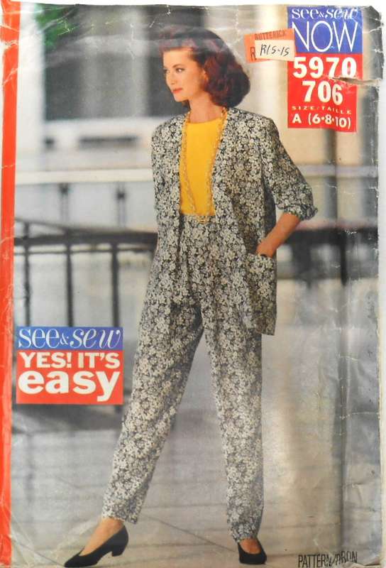 BUTTERICK 5970 JACKET-PANTS-TOP SIZE 6-8-10 COMPLETE-UNCUT-F/FOLDED
