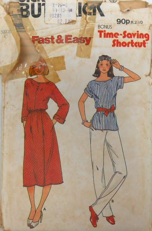 BUTTERICK 6575 TUNIC-SKIRT-PANTS SIZE 12-14-16 COMPLETE-UNCUT-F/FOLDED-ZIPLOC