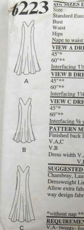 NEW LOOK PATTERNS 6223 PANELLED FLARED V NECK DRESS SIZE 6-16 COMPLETE  CUT TO 10