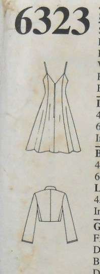 NEW LOOK PATTERNS 6323 FITTED SHOESTRING STRAP DRESS+BOLERO SIZE 6-16 COMPLETE-UNCUT-F/FOLDED