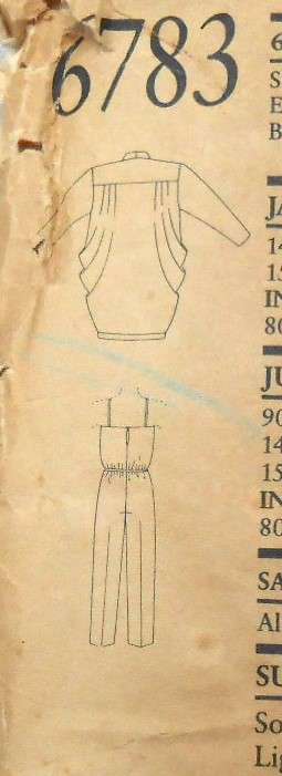 NEW LOOK PATTERNS 6783 SHOESTRING STRAP JUMPSUIT AND JACKET SIZE 8-18 COMPLETE-CUT TO 10