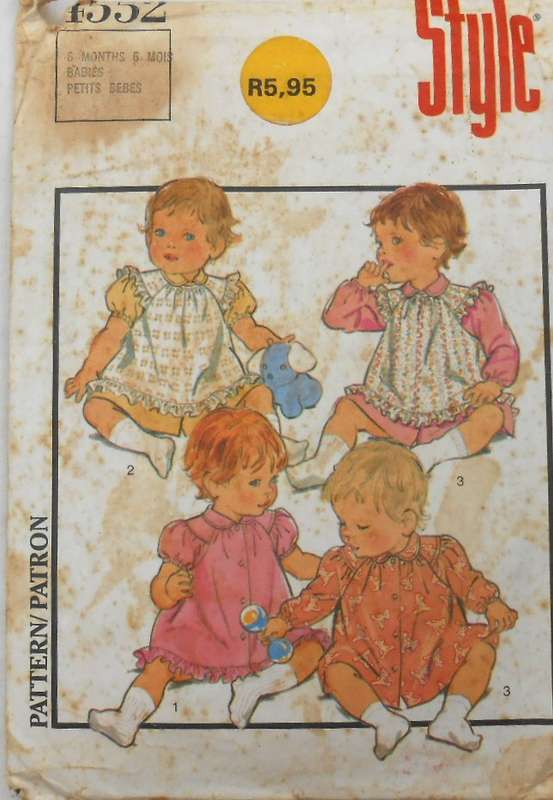 STYLE 4552 BABIES BUTTON FRONT DRESS & PINAFORE SIZES 6 MONTHS COMPLETE