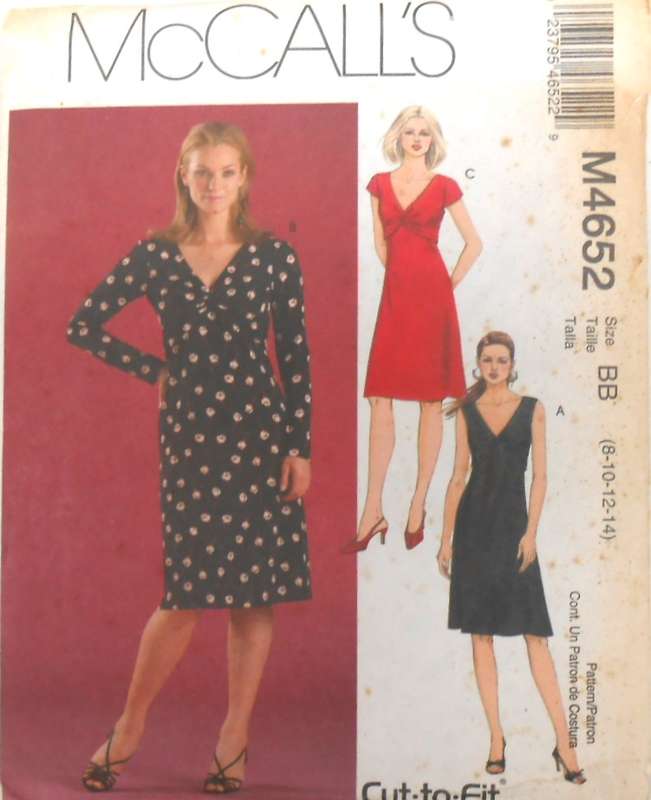 McCALLS M4552 CLOSE FITTING PULLOVER DRESS SIZE 8-10-12-14-COMPLETE-CUT TO 14