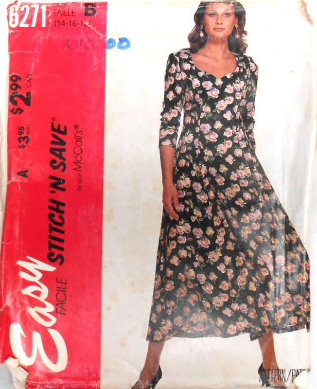 McCALLS 6271 SEMI FITTED PRINCESS SEAMED DRESS S1ZE 14-16-18 COMPLETE-CUT TO 18