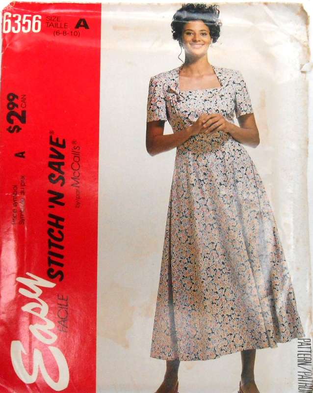 McCALLS 6356 SEMI FITTED DRESS S1ZE 6-8-10 COMPLETE-UNCUT-F/FOLDED