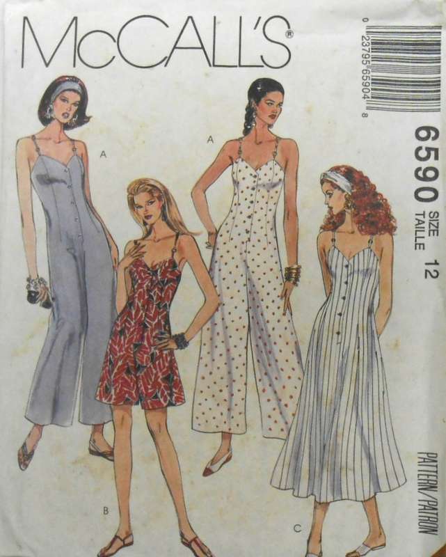 McCALLS 6590 FITTED JUMPSUIT-ROMPER-DRESS S1ZE 12 COMPLETE-UNCUT-F/FOLDED