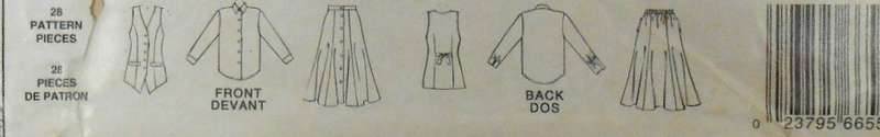 McCALLS 6855 LINED WAISTCOAT-SKIRT-BLOUSE S1ZE 16-18-20 COMPLETE-UNCUT-F/FOLDED