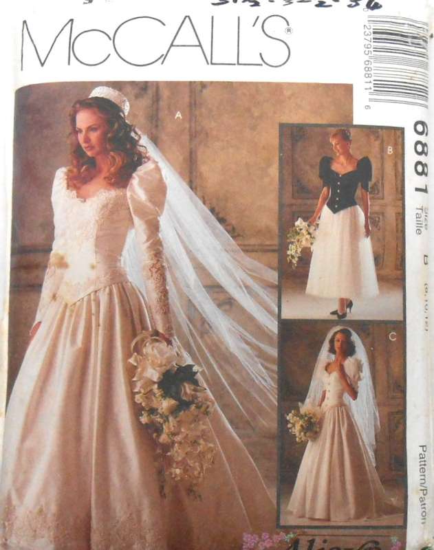 McCALLS 6881 BRIDAL DRESSES S1ZE 8-10-12 COMPLETE CUT TO 12