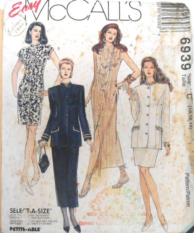 McCALLS 6939 DRESS-UNLINED JACKET & SKIRT IN 2 LENGTHS SIZE 10-12-14 COMPLETE-CUT TO 14