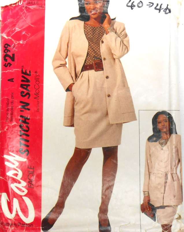 McCALLS 7210 JACKET-TOP-SKIRT-SASH SIZE 18-20-22-24 COMPLETE CUT TO 24