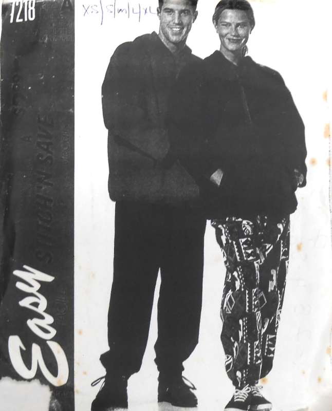 McCALLS 7218 UNISEX TRACKSUIT-SWEATSHIRT-PANTS SIZE XS-S-M-L-XL COMP-UNCUT-NO SEWING INS+B/W COVER