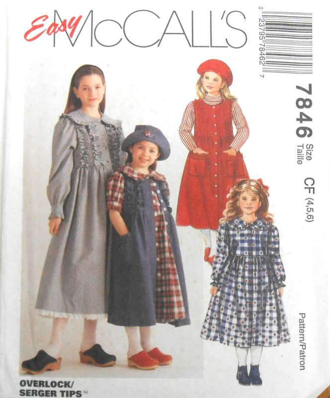 McCALLS 7846 GIRLS DRESS & PINAFORE SIZE 4-5-6 YEARS COMPLETE-UNCUT-F/FOLDED
