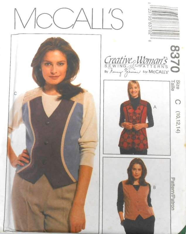 McCALLS 8370 LINED WAISTCOATS SIZE 10-12-14 COMPLETE-UNCUT-F/FOLDED