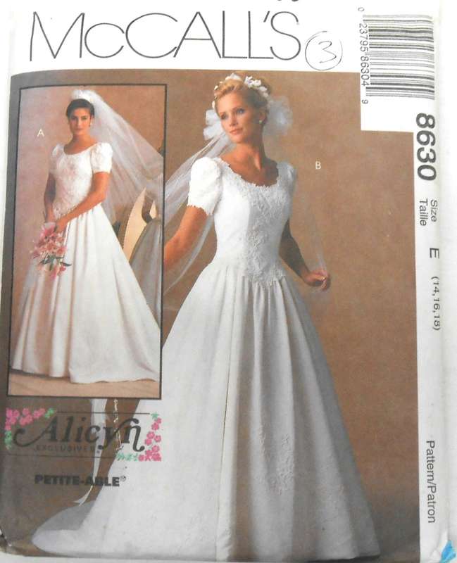 McCALLS 8630 BRIDAL GOWN SIZE 14-16-18 COMPLETE-UNCUT-F/FOLDED