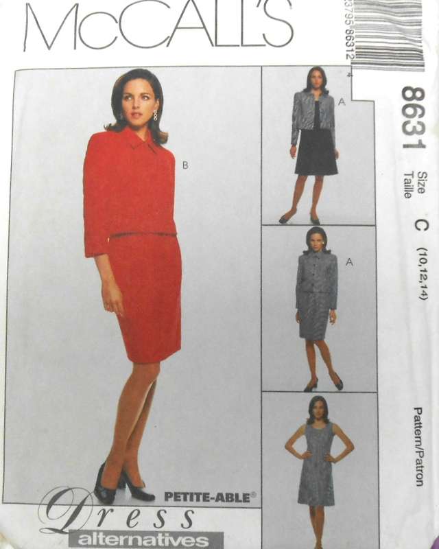 McCALLS 8631 LINED JACKET-DRESS-SKIRT SIZE 10-12-14 COMPLETE-UNCUT-F/FOLDED