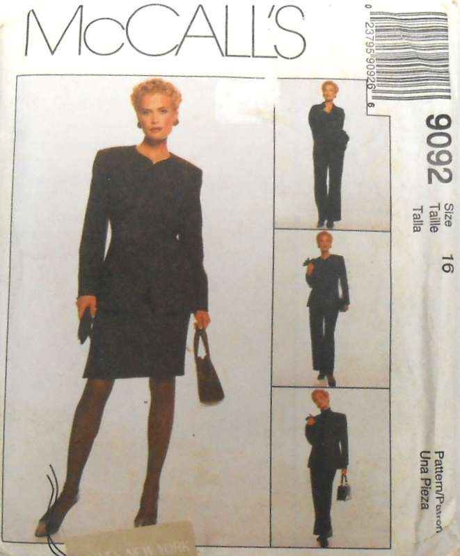 McCALLS 9092 LINED JACKET-SHIRT-PANTS-SKIRT SIZE 16 COMPLETE