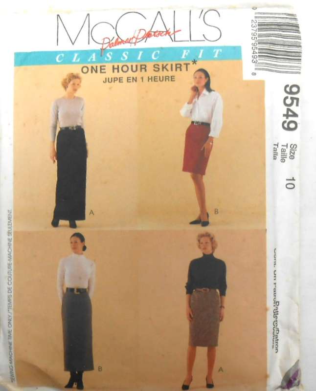 McCALLS 9549 SKIRTS SIZE 10 COMPLETE