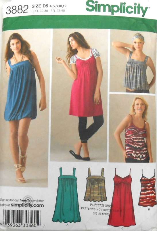 SIMPLICITY 3882 HIGH BODICE DRESSES & TOPS FOR KNITS SIZE 4-6-8-10-12 COMPLETE-CUT TO 12