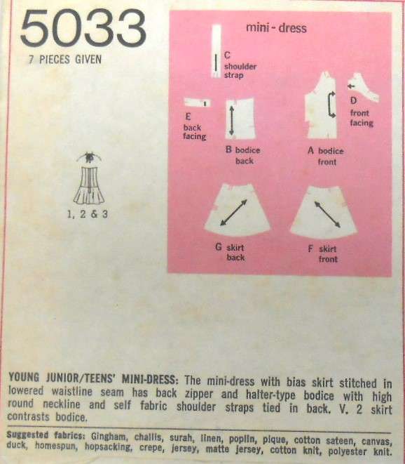 SIMPLICITY 5033 MINI DRESS OR TOP SIZE 9/10 BUST 30 1/2 COMPLETE