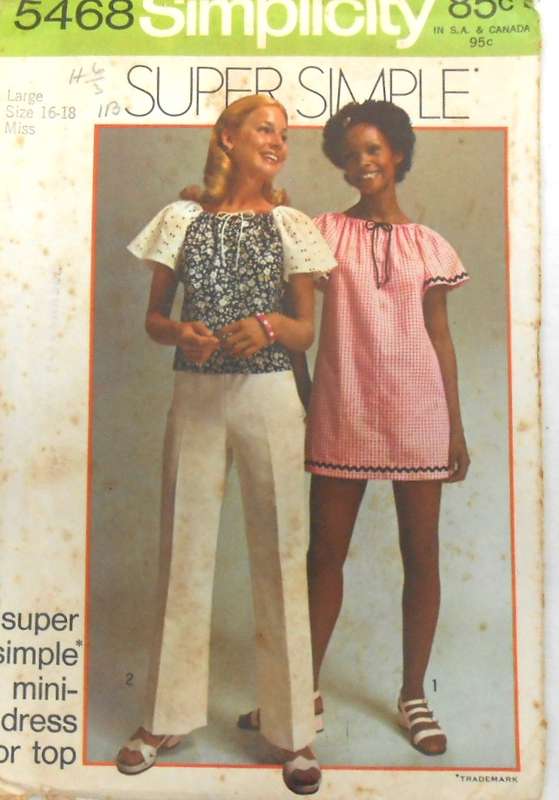 SIMPLICITY 5468 MINI DRESS OR TOP SIZE LARGE 16-18 COMPLETE