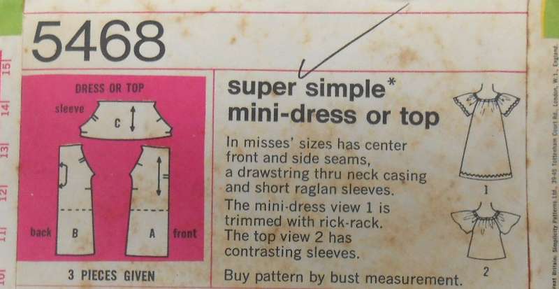 SIMPLICITY 5468 MINI DRESS OR TOP SIZE LARGE 16-18 COMPLETE