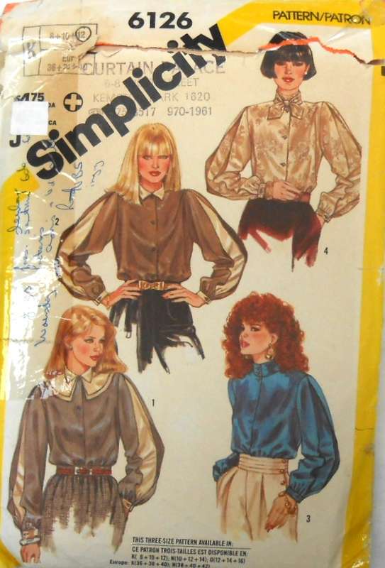 SIMPLICITY 6122 BLOUSE WITH COLLAR SIZE 8-10-12-COMPLETE-CUT TO 12-ZIPLOC