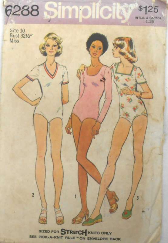 SIMPLICITY 6288 BODYSUIT WITH THREE NECKLINES SIZE 10 BUST 32 1/2-COMPLETE