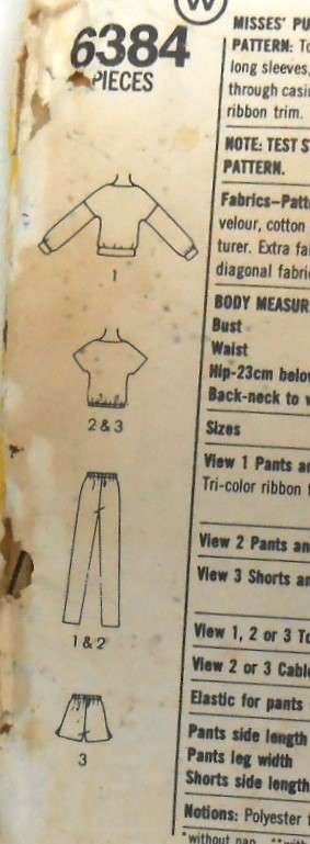 SIMPLICITY 6384 PULLOVER TOP-PULL ON PANTS & SHORTS SIZE 6-8-10 SEE LISTING