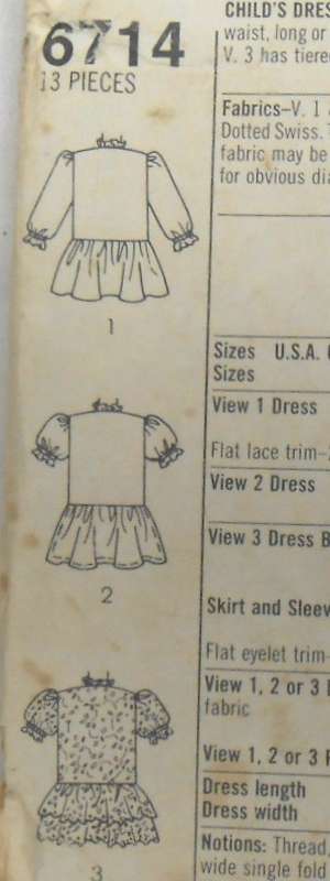 SIMPLICITY 6714 GIRLS RUFFLED DRESS SIZE 6 YEARS COMPLETE