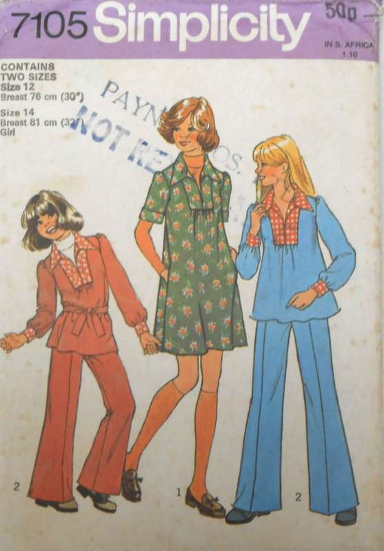 SIMPLICITY 7105 GIRLS DRESS-TOP-PANTS SIZE 12 & 14 YEARS BREAST 78 & 81 CM COMPLETE