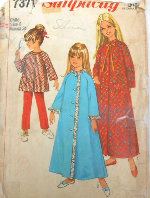 SIMPLICITY 7371 GIRLS ROBE-TOP-PANTS SIZE 6 YEARS BREAST 24 COMPLETE