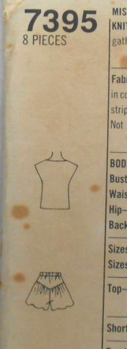 SIMPLICITY 7395 PULL ON SHORTS-PULLOVER TOP SIZE 10-12-14 COMPLETE-CUT TO 14