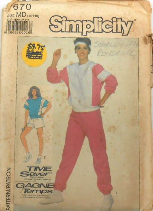 SIMPLICITY 7670 TRACKSUIT PULL OVER TOP & PULL ON PANTS SIZE MEDIUM 14-16 COMPLETE