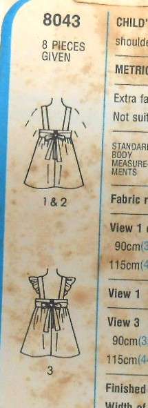SIMPLICITY 8043 GIRLS DRESS OR PINAFORE SIZE 4 YEARS CHEST 56 CM COMPLETE
