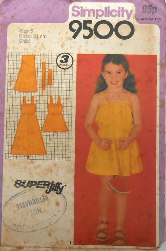 SIMPLICITY 9500 GIRLS PULLOVER SUNDRESS SIZE 5 YEARS CHEST 61 CM COMPLETE