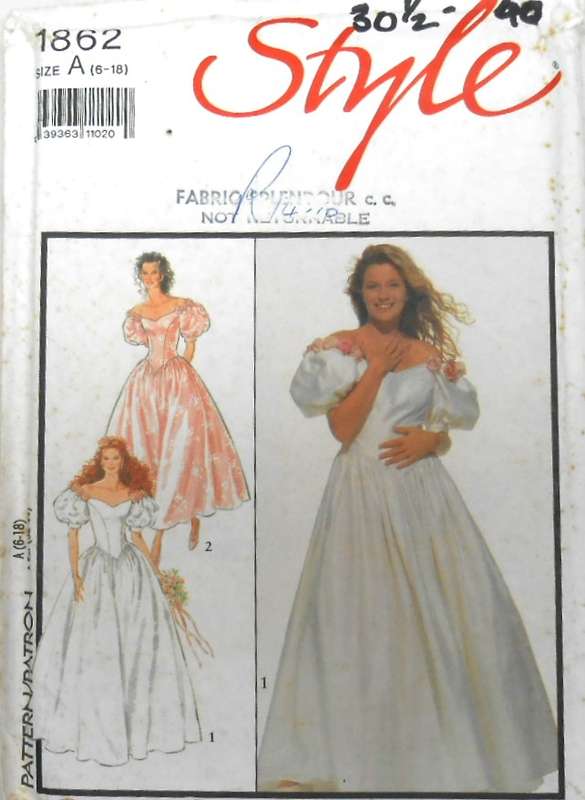 STYLE 1862 OFF THE SHOULDER BRIDAL DRESS SIZE 6-18 COMPLETE-CUT TO 12