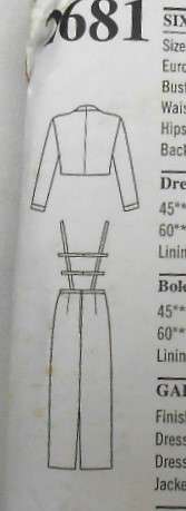 STYLE 2681 DRESS WITH BACK FEATURE & BOLERO SIZE 6-16 COMPLETE-CUT TO 16