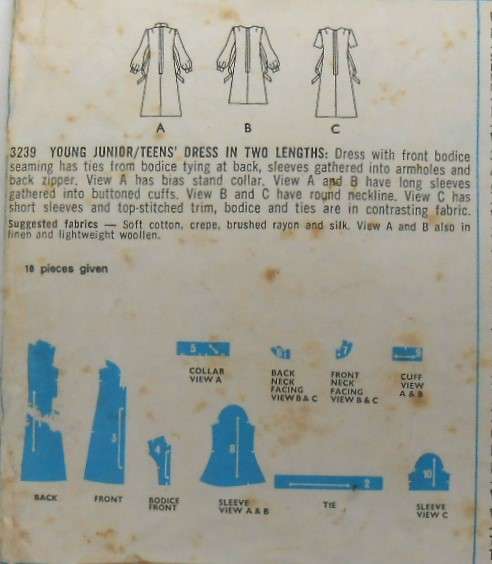 VINTAGE STYLE  3239 DRESS WITH TIES SIZE 15/16 BUST 35 SEE LISTING