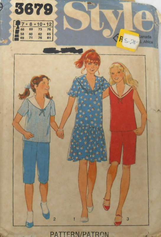 STYLE 3679 GIRLS PULLOVER DRESS-TOP-KNEE BREECHES-SHORTS SIZE 7-8-10-12 YEARS COMPLETE