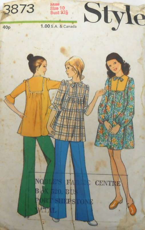 STYLE 3873 DRESS-TUNIC-PANTS SIZE 10 BUST 32 1/2 NO SLEEVE PATTERN SUPPLIED