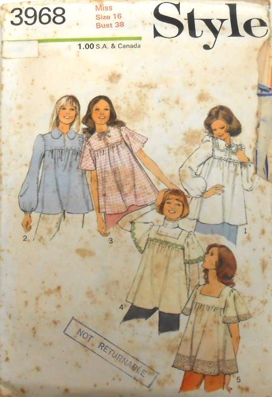 VINTAGE STYLE 3968 SET OF SMOCK TOPS SIZE 16 BUST 38 COMPLETE