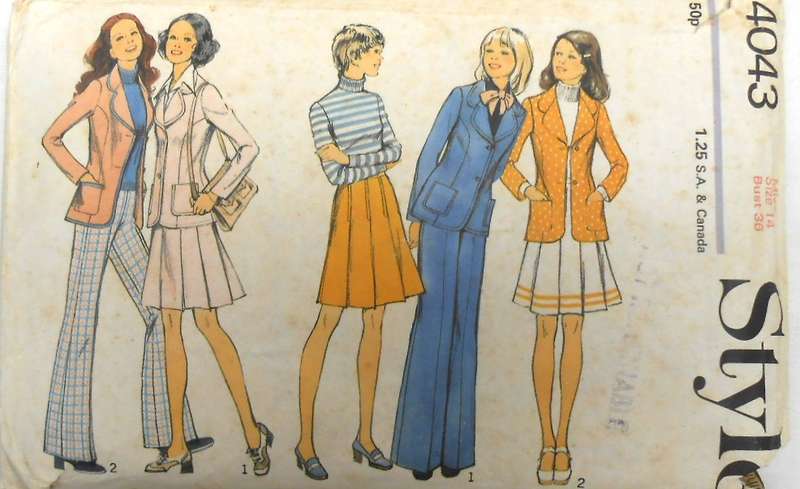 VINTAGE STYLE 4043 JACKET-SKIRT-PANTS SIZE 14 BUST 36 COMPLETE