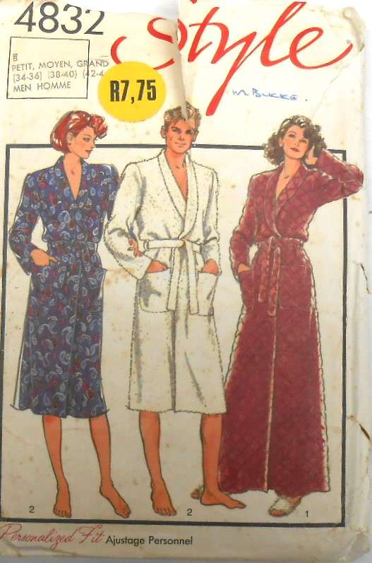 STYLE 4832 UNISEX ROBE IN 2 LENGTHS SIZE 34-44 CM COMPLETE