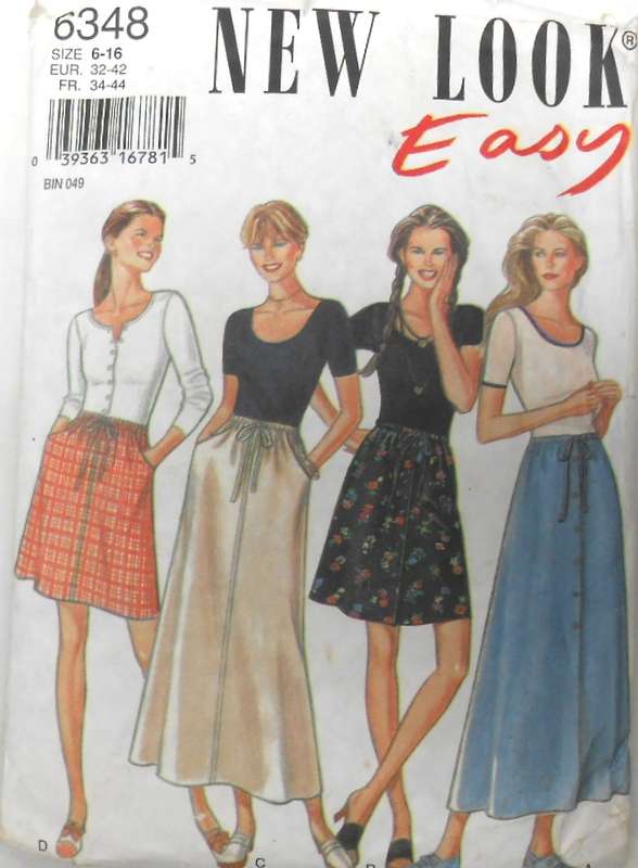 NEW LOOK PATTERNS 6348 SET OF SKIRTS 6 -18 - NO POCKET PATTERN SUPPLIED-CUT TO 12