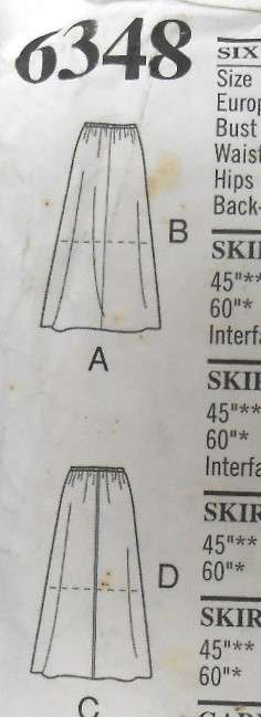 NEW LOOK PATTERNS 6348 SET OF SKIRTS 6 -18 - NO POCKET PATTERN SUPPLIED-CUT TO 12