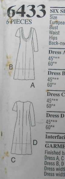 NEW LOOK PATTERNS 6433 DRESS WITH COWL NECK BACK FEATURE SIZE 6-16- COMPLETE-PART CUT TO 14