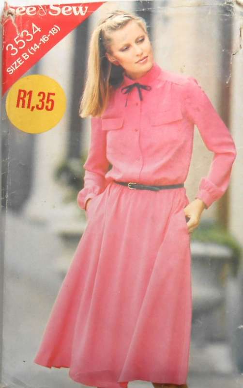 BUTTERICK 3534 LOOSE FITTING DRESS SIZE-14-16-18- COMPLETE-CUT TO 16
