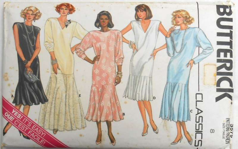BUTTERICK 3579 LOOSE FITTING STRAIGHT DRESS WITH PLEATED SKIRT SIZE-8- COMPLETE